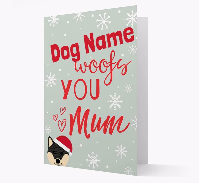 'I Woof You Mum' Card with your {breedFullName} Christmas Icon